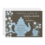Tea Party Bridal Shower Blue and Brown Custom Invite