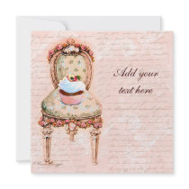 Tea Party Cupcake Victorian Design Invitations