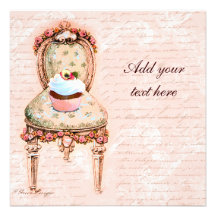 Tea Party Cupcake Victorian Design Invitations