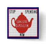 Tea Party Political Button - Long Live Capitalism