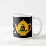 Tea Pot: Born & Brewed American on Black Coffee Mugs