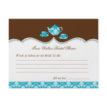 Tea Pot Bridal Shower Advise Card Personalized Invite