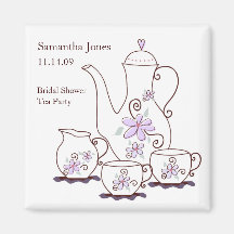 Tea Set Bridal Shower Favour Magnets