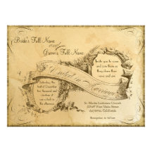 Tea Stained Vintage Wedding 1 - Invitation Invite