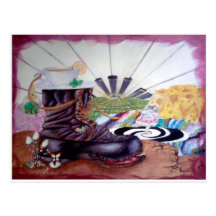 Tea time surrealism painting post cards