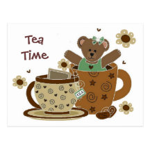 Tea Time Teddy Bear Postcard
