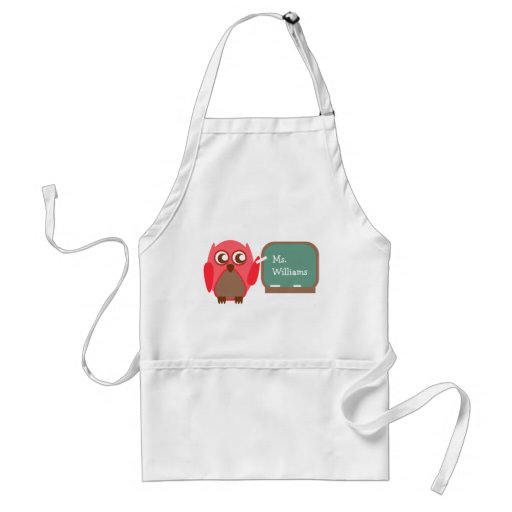 Teacher Apron - Red Owl At Chalkboard