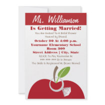 Teacher Bridal Shower Invite - Red Apple & Ring