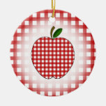Teacher Christmas Ornament - Red Gignham Apple
