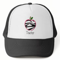 Teacher Hat - Zebra Print Apple
