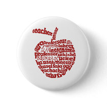 Teacher in all languages Red Apple Pinback Button