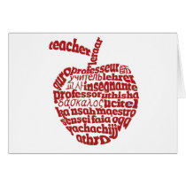 Teacher in all languages Red Apple Cards