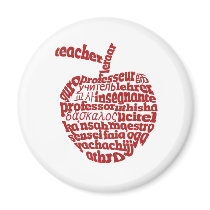 Teacher in all languages Red Apple Magnet