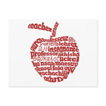 Teacher in all languages Red Apple Post Card