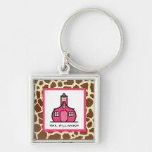 Teacher Keychain - Giraffe Print