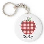 Teacher Keychain - Red Gingham Apple