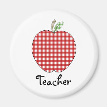 Teacher Magnet - Red Gingham Apple