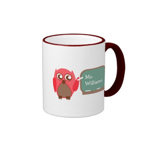 Teacher Mug - Red Owl at Chalkboard