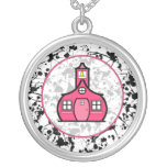 Teacher Necklace - Black Paint Splatter