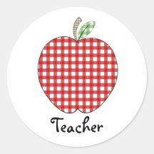 Teacher Sticker - Red Gingham Apple