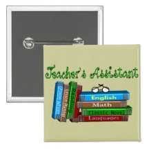Teacher's Assistant Gifts "Stack of Books" Pinback Button