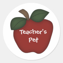 Teacher's Pet/Red Apple Round Stickers