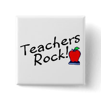 Teachers Rock Apple Pinback Buttons