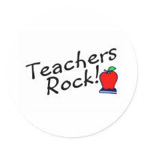 Teachers Rock Apple Round Stickers