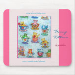 Teacup Kittens Mousepad (rose background)