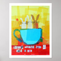 Teacup Rabbits Take a Bath in Tea! Print