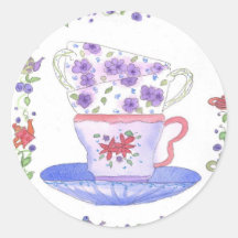 Teacup Stack Tea Time Sticker