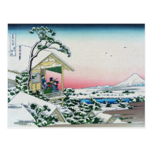 Teahouse at Koishikawa morning after a snowfall Post Cards