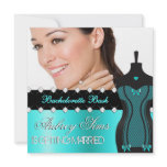 Teal and Black Bachelorette Photo Invitation