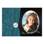 Teal and Black Photo Quinceanera Invitation