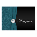 Teal and Black Quinceanera Reception Card Business Card Templates