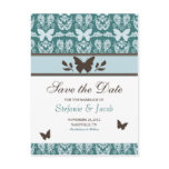 Teal and Brown Butterfly Save The Date Postcard