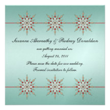 Teal and Red Ornaments Save The Date Custom Announcement