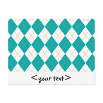 Teal and White Argyle Pattern Post Card