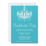 Teal and White Chandelier Bachelorette Party Custom Invites