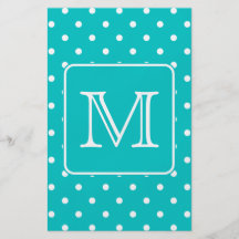 Teal and White Polka Dot Pattern. Custom Monogram. Personalized Flyer