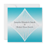 Teal and White Zebra Diamond Wedding Custom Invite