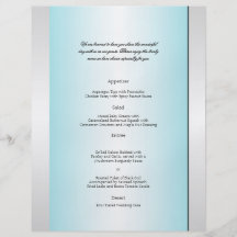 Teal and White Zebra Diamond Wedding Menu Flyer Design