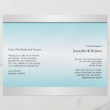Teal and White Zebra Diamond Wedding Program Full Colour Flyer