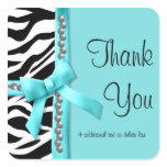 Teal And White Zebra Striped With Silver Gems Sticker