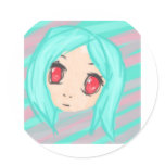 Teal Apple of my Eye Girl Round Sticker