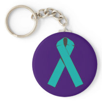 Teal Awareness Ribbon Products Keychain