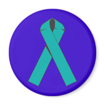 Teal Awareness Ribbon Products Refrigerator Magnets