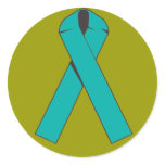 Teal Awareness Ribbon Products Round Sticker