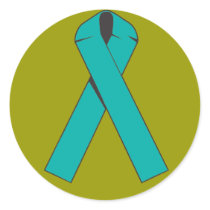 Teal Awareness Ribbon Products Round Sticker