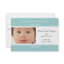 Teal Baby Announcement Photo Invites